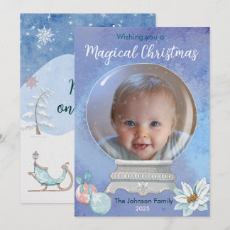 Magisch kerstsneeuw Wereldbol Feestdagenkaart