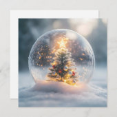 Magisch kerstsneeuw Wereldbol met gloeiende boom Feestdagenkaart (Voorkant / Achterkant)