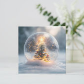 Magisch kerstsneeuw Wereldbol met gloeiende boom Feestdagenkaart (Staand voorkant)