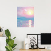 Magisch landschap in roze zonsondergang poster (Thuiskantoor)