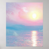 Magisch landschap in roze zonsondergang poster (Voorkant)