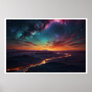 Magisch landschap met noorderlicht poster
