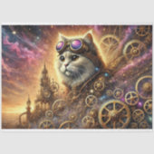Magisch landschap Steampunk Cat Cosmic Decoupage Tissuepapier (Voorkant)