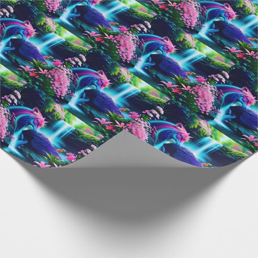 Magisch Landschap Waterval en Bloemen Twee Cadeaupapier (Hoek)