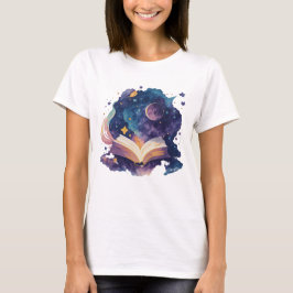 Magisch lezen in het boek van de nacht Waterverf T-shirt