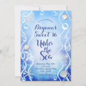 Magisch onder het Zee Blue Fade Sweet 16 Birthday Kaart (Voorkant)