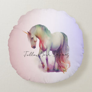 Magisch Paars Blush Ombre Unicorn Glitter Rond Kussen