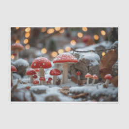 Magisch paddenstoelenbos in de kersttijd tissuepapier