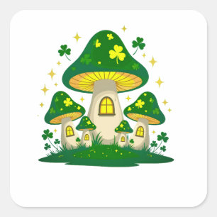 Magisch Paddenstoelendorp met Gloeiende Vierkante Sticker