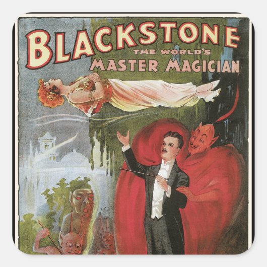  Magisch Poster, geweldige Blackstone Magiciër Vierkante Sticker (Voorkant)
