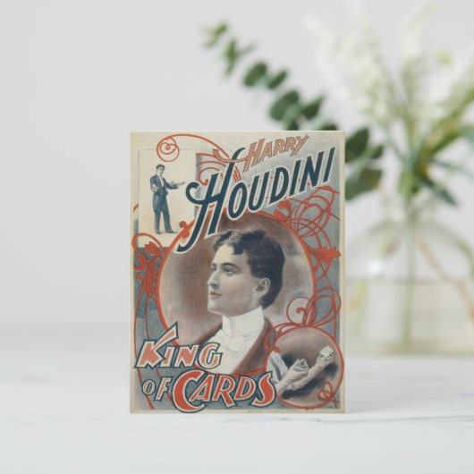  Magisch Poster, Magiciër Harry Houdini Briefkaart (Staand voorkant)