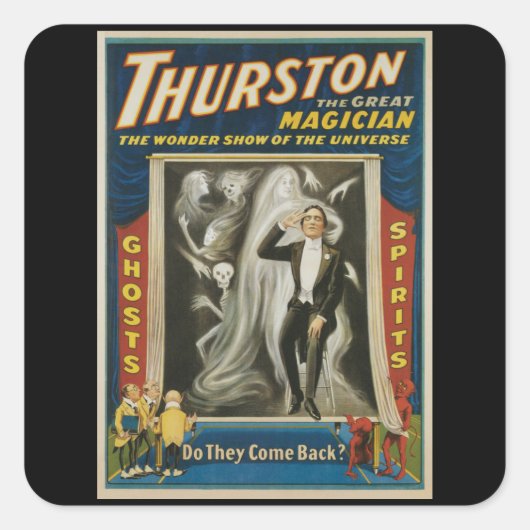  Magisch Poster, Thurston, de Grote Magicus Vierkante Sticker (Voorkant)