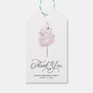 Magisch Roze katoenachtig Snoep en Glitter Dank u Cadeaulabel