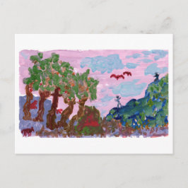 Magisch roze landschap met briefkaart