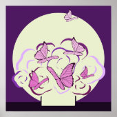 Magisch Roze Paarse Boeket & Vlinders Vierkant Poster (Voorkant)