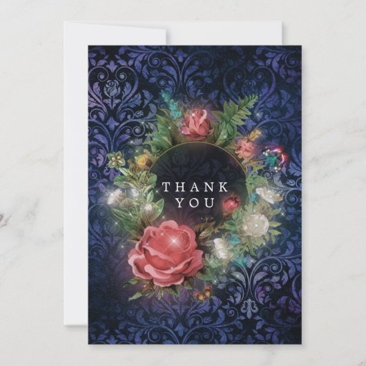 Magisch sprankelend bloemig  Baby shower Bedankkaart (Voorkant)