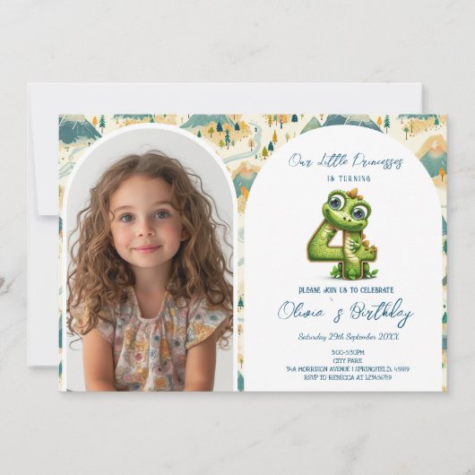 Magisch sprookje 4e verjaardagsfeestje kaart (Voorkant)