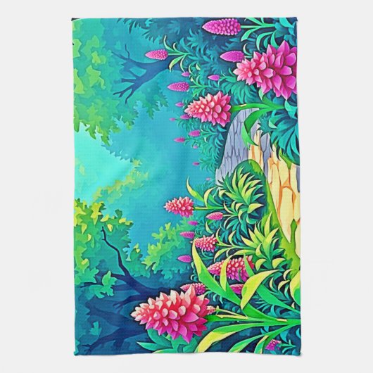 Magisch tuinpad ontwerp theedoek (Verticaal)