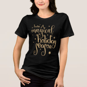 Magisch vakantieseizoen Gold Text Christmas Tri-Blend Shirt