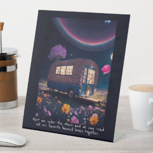 Magisch verboden boekje voor voetafdruk reclamebord met voetstuk