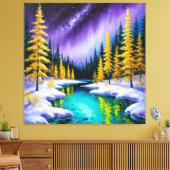 Magisch winterlandschap met gele bomen canvas afdruk (Insitu (Woonkamer))