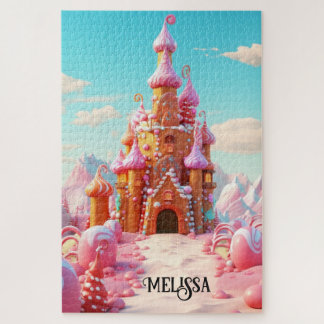 Magisch Zoet Paarse Roze Gingerbread Huizen Legpuzzel