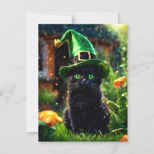 Magisch zwart St. Patrick's Day Kitten Briefkaart