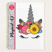 Magische AF Glitter Eenhoorn met Flower Crown Planner (Voorkant)