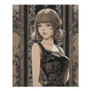 Magische anime elegantie - AI Little Black Dress Perfect Poster