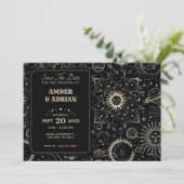 Magische astrologie boho hemel bruiloft save the date (Staand voorkant)