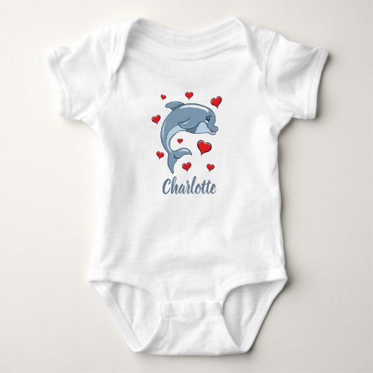 Magische Baby Dolphin met liefdesharten Romper (Voorkant)