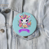 Magische Baby Eenhoorn met Bloemen Ronde Button 4,0 Cm (In situ)