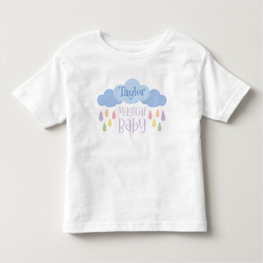 Magische Baby pastel regen & cloud aangepaste naam Kinder Shirts (Voorkant)