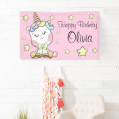 Magische Baby Unicorn en sterren Birthday Spandoek (Insitu)
