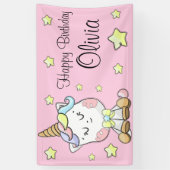 Magische Baby Unicorn en sterren Birthday Spandoek (Verticaal)