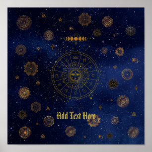 Magische Beschermingssymbolen Mandala Pagan Heks Poster