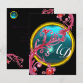 MAGISCHE BESJES 4, MONOGRAM blauw aquamarijn goud Kaart (Voorkant / Achterkant)