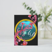 MAGISCHE BESJES 4, MONOGRAM blauw aquamarijn goud Kaart (Staand voorkant)