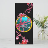 MAGISCHE BESJES 4, MONOGRAM blauwe aquamarine Kaart (Staand voorkant)