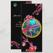 MAGISCHE BESJES 4, MONOGRAM blauwe aquamarine Kaart (Voorkant / Achterkant)