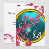 MAGISCHE BESJES 4, MONOGRAM rode agaat Kaart (Voorkant / Achterkant)