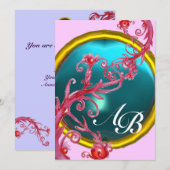 MAGISCHE BESJES 4,MONOGRAM rode agaat Kaart (Voorkant / Achterkant)