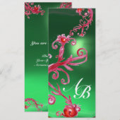 MAGISCHE BESJES 4, MONOGRAM rood jade goud Kaart (Voorkant / Achterkant)
