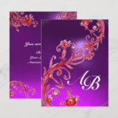 MAGISCHE BESJES 4, MONOGRAM rood, paars amethist Kaart (Voorkant / Achterkant)