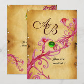 MAGISCHE BESJES  MONOGRAM  Perkament Groen Smaragd Kaart (Voorkant / Achterkant)