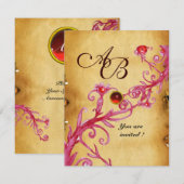 MAGISCHE BESJES  MONOGRAM  Perkament Rood Robijn Kaart (Voorkant / Achterkant)