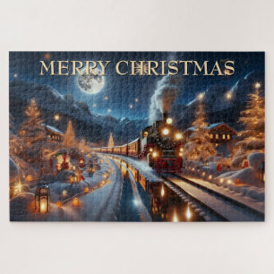 Magische Besneeide Kersttrein Winterlandschap Legpuzzel