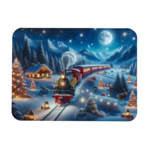 Magische Besneeide Kersttrein Winterlandschap Magneet