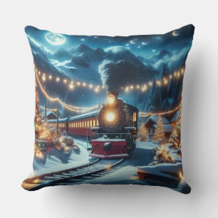Magische Besneeuwde Kersttrein Winterlandschap Kussen