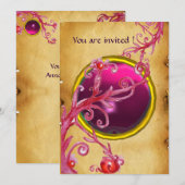 MAGISCHE BESSEM PERKAMENT GEEN rode robijn Kaart (Voorkant / Achterkant)